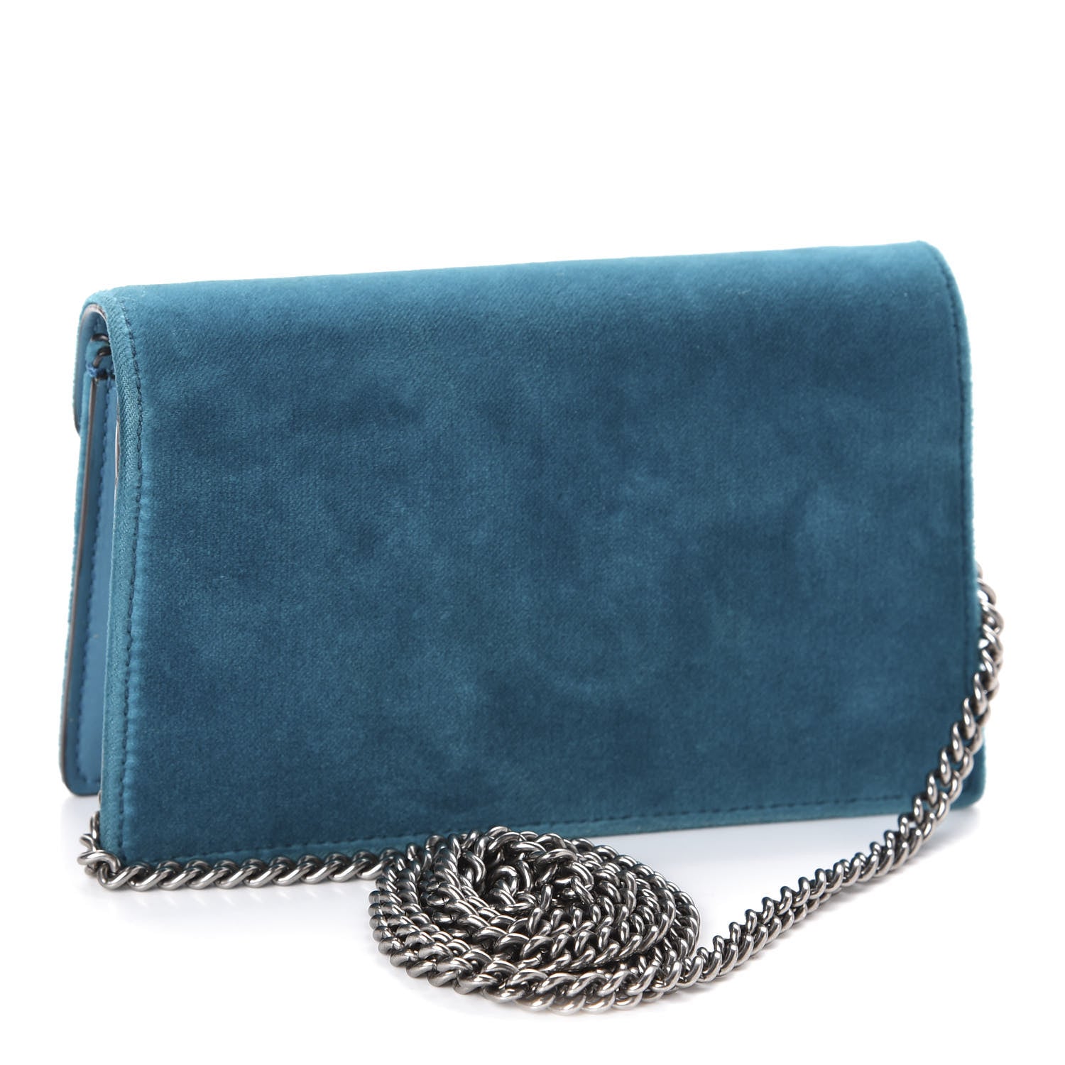 Gucci Velvet Super Mini Dionysus Shoulder Bag Pavone Cyan 3 of 9