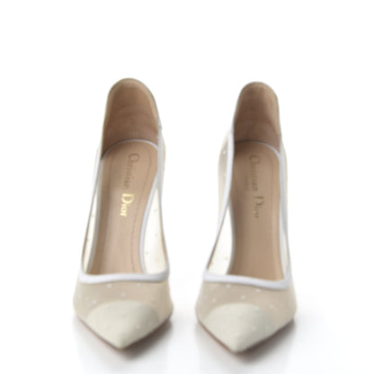 Christian Dior Mesh Plumetis Tulle D-Moi Pumps 36 White 2 of 9