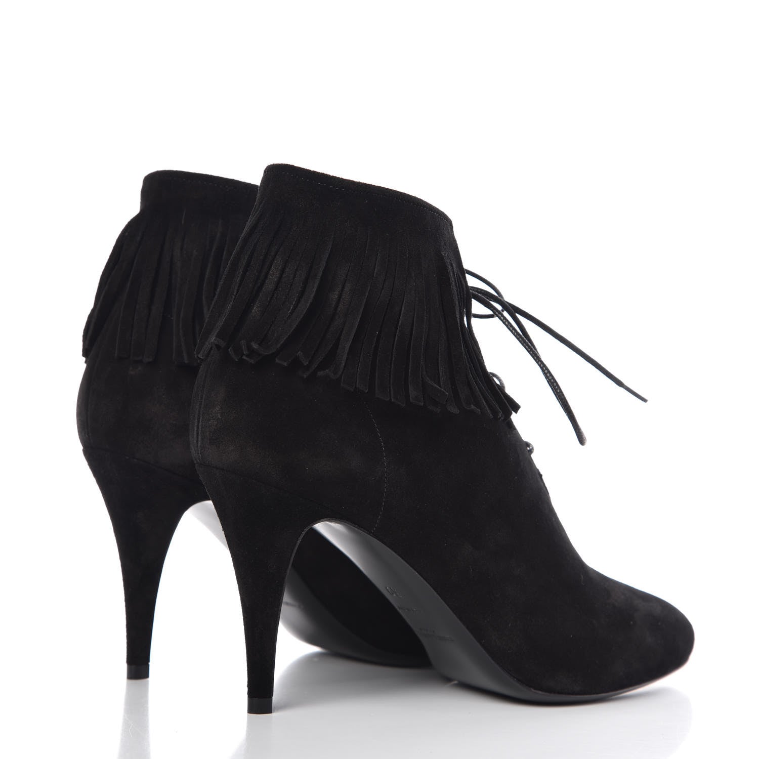 Saint Laurent Suede Fringe Babies Ankle Boots 39 Black 4 of 9