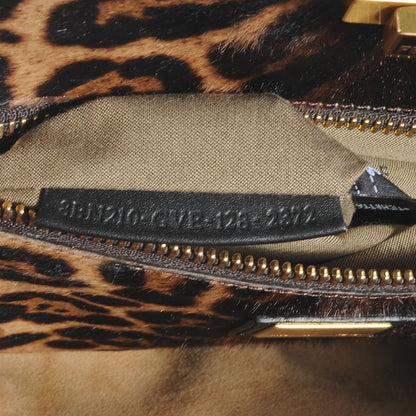 Fendi Calfskin Calf Hair Leopard Print Large Peekaboo Iconic Satchel Black 7 of 8
