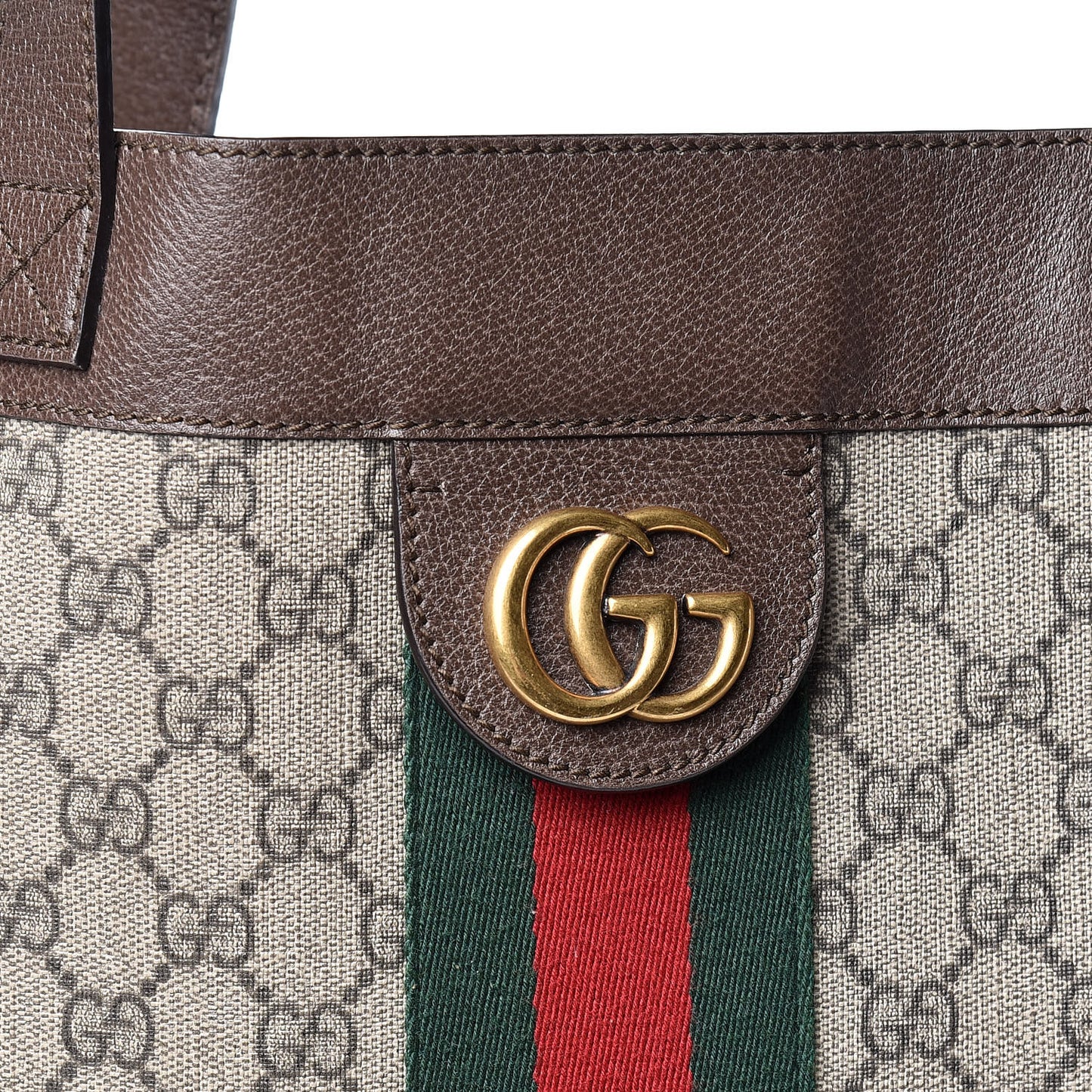 GG Supreme Monogram Web Large Ophidia Vertical Shopping Tote Brown