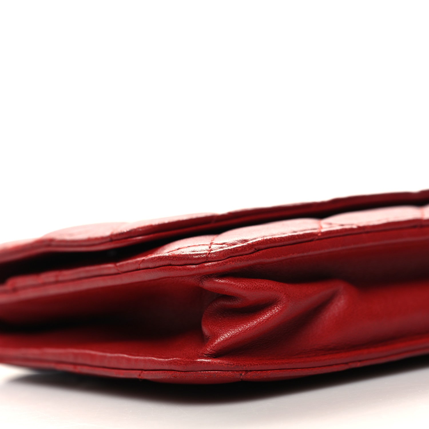 Chanel Lambskin Quilted Wallet On Chain WOC Red 10 of 12