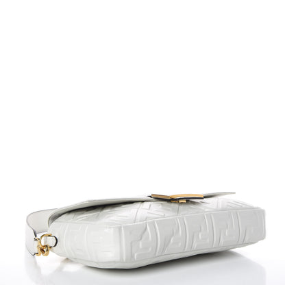 Fendi Nappa FF 1974 Embossed Large Baguette White 4 of 9