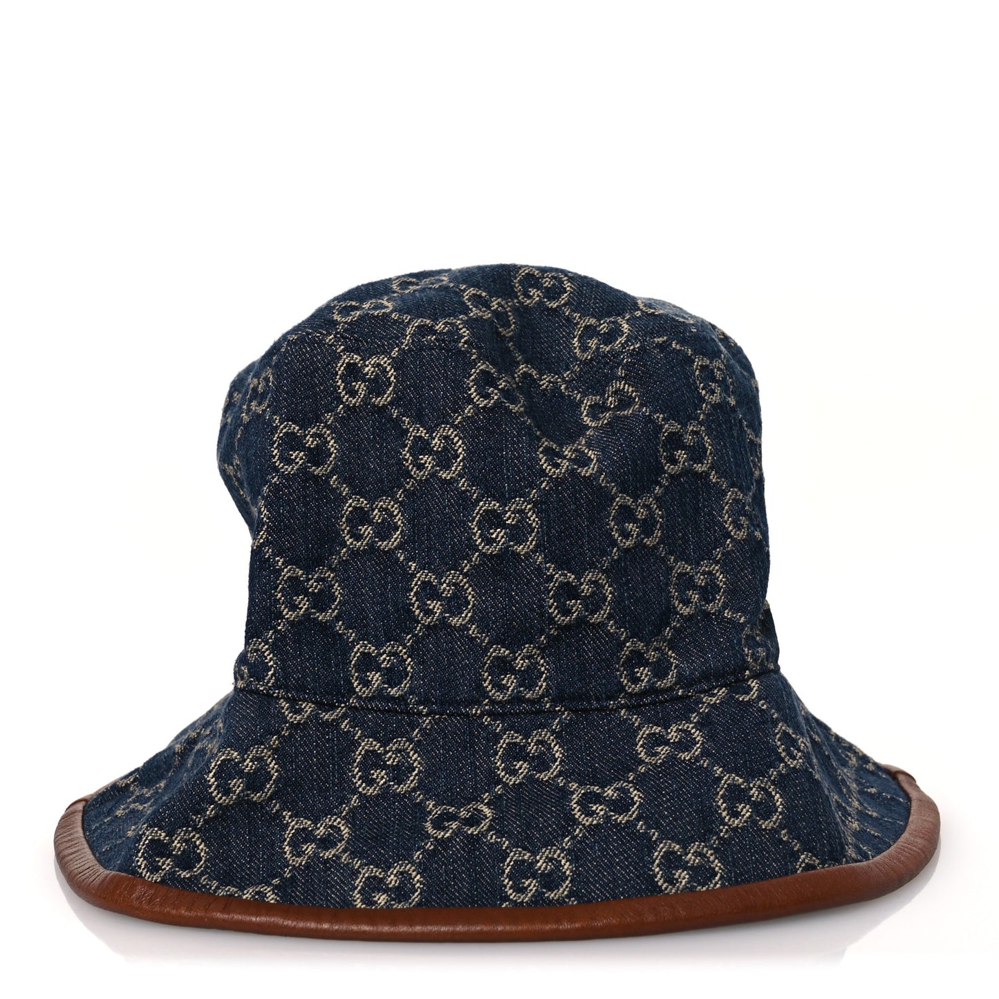 Washed Jacquard Denim Nappa GG Monogram Oscar Bucket Hat XL Denim Cuir