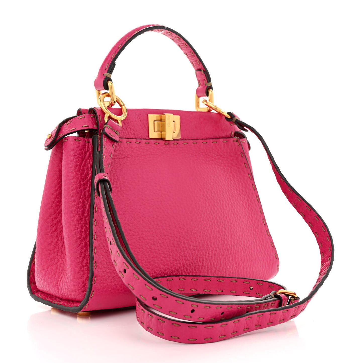 Cuoio Romano Selleria Mini Peekaboo Iconic Satchel Fuxia