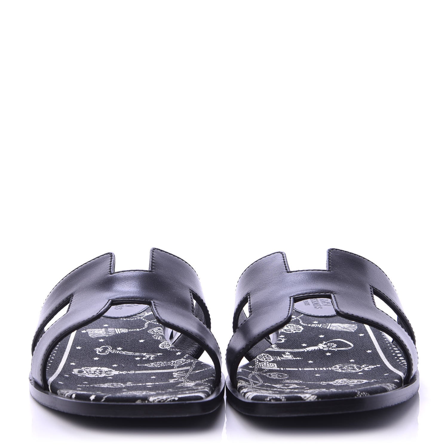 Hermes Calfskin Oran Sandals 40 Black 2 of 9