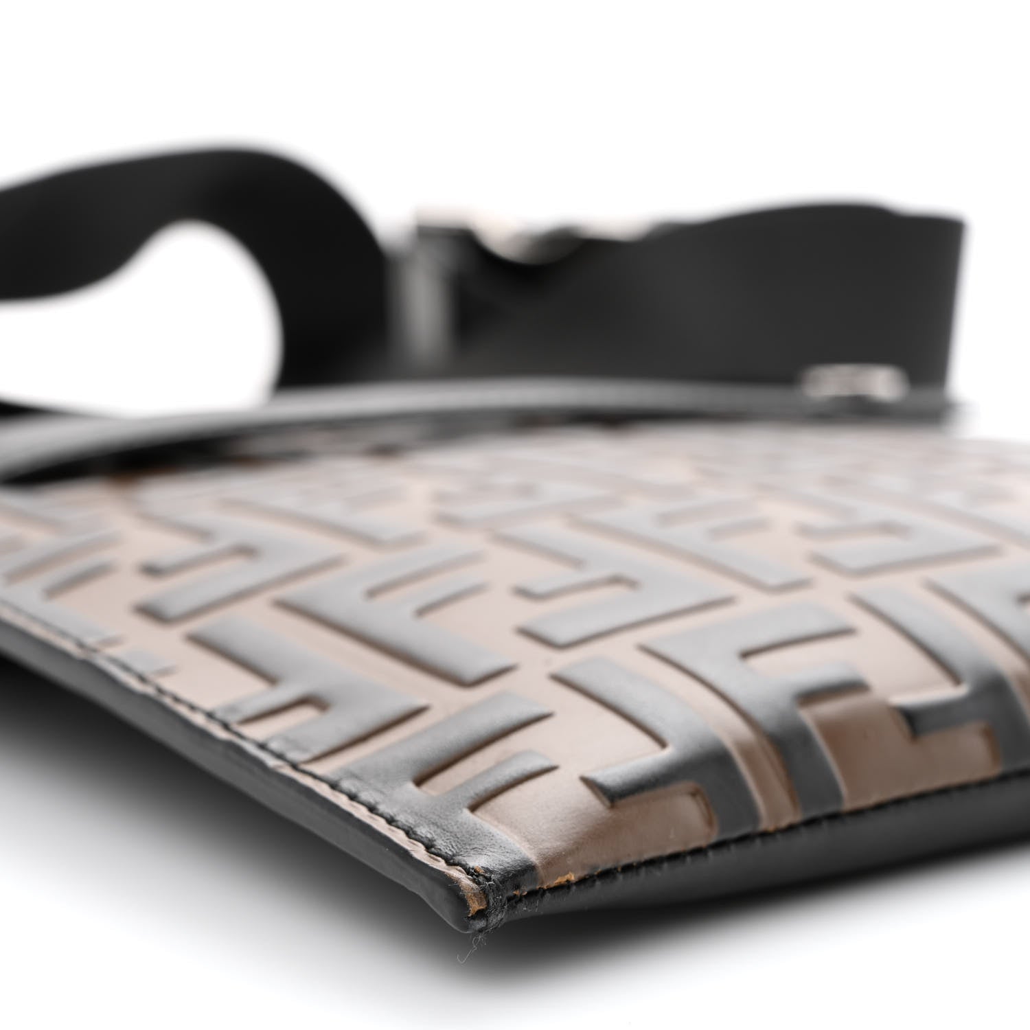 Fendi Vitello Century Bi-Color FF 1974 Embossed Messenger Maya Black 9 of 11
