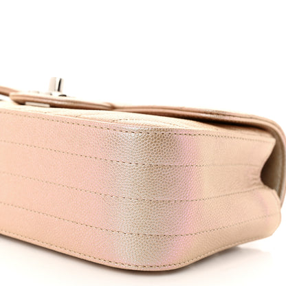 Chanel Iridescent Caviar Chevron Quilted Mini Rectangular Flap Light Gold 10 of 11