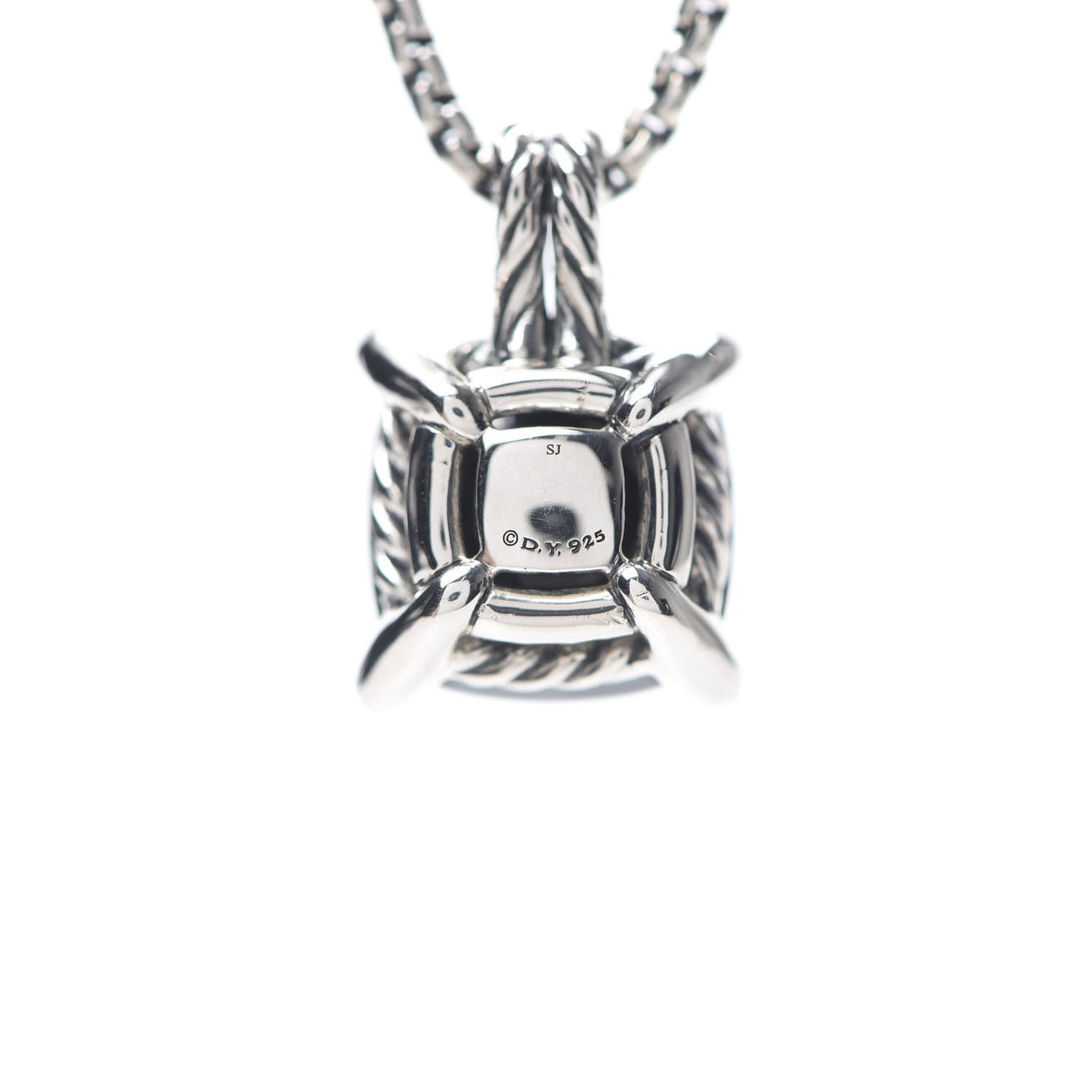 Sterling Silver Diamond Green Orchid 11mm Chatelaine Pendant Necklace