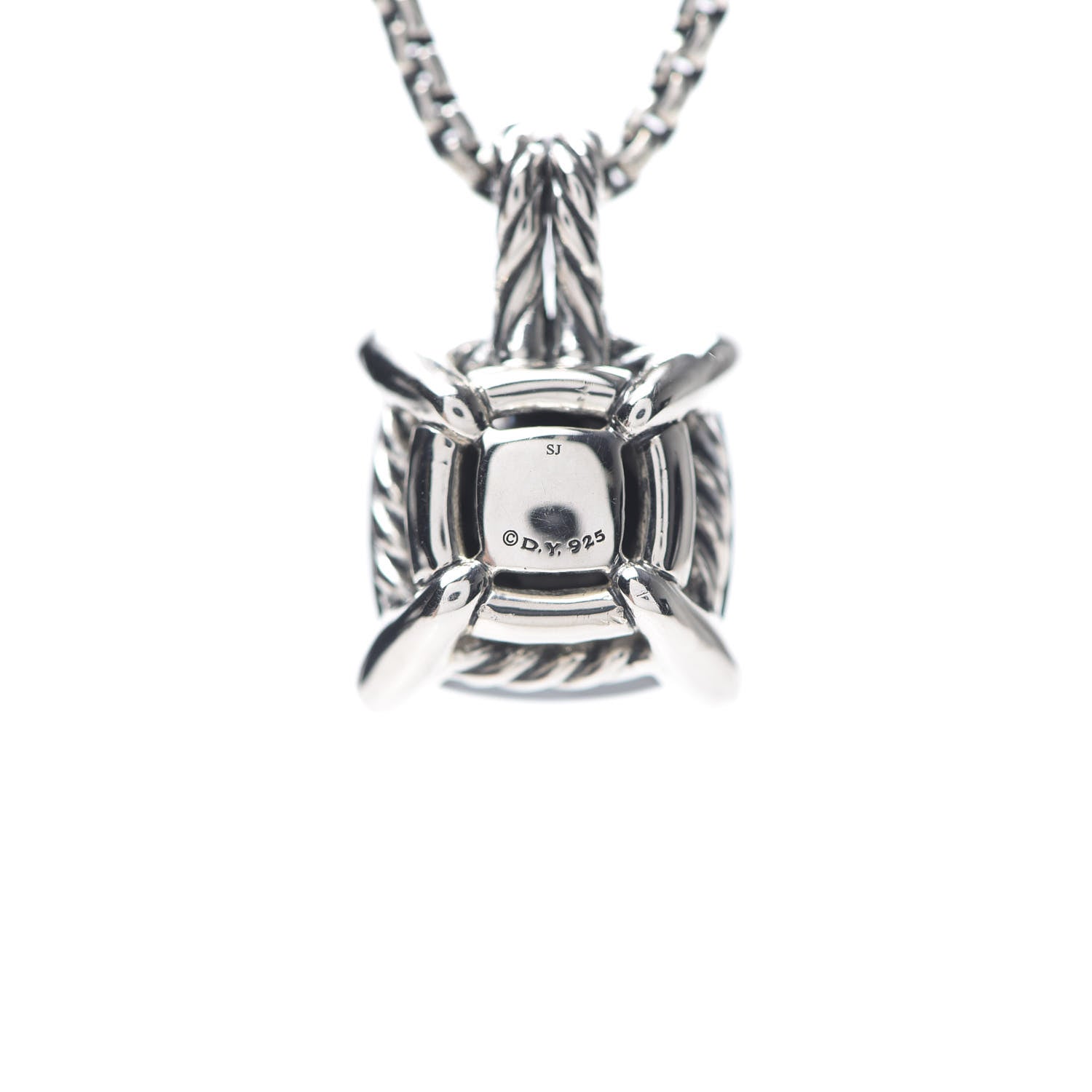 David Yurman Sterling Silver Diamond Green Orchid 11mm Chatelaine Pendant Necklace 6 of 6