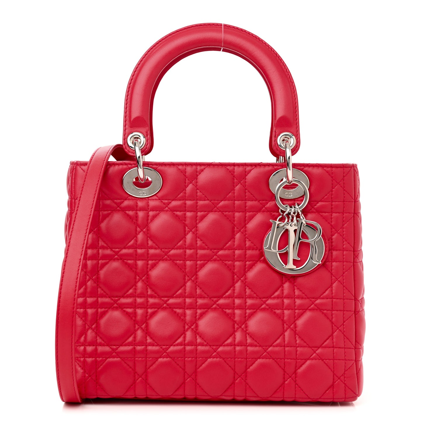 Lambskin Cannage Medium Lady Dior Red