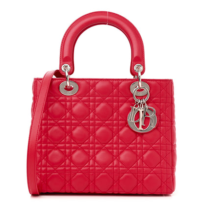Christian Dior Lambskin Cannage Medium Lady Dior Red 1 of 10