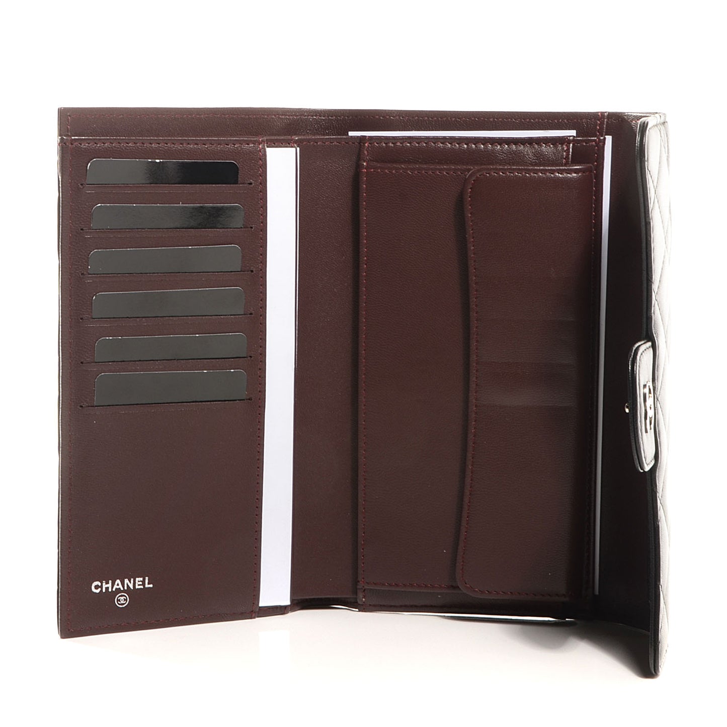 Lambskin Quilted Large Flap Wallet Black
