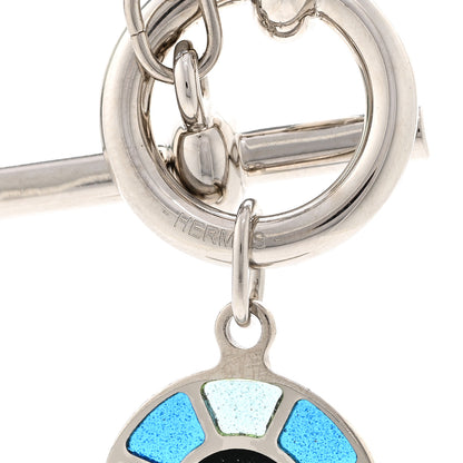 Hermes Palladium Enamel Etrier Necklace Bleu 5 of 5