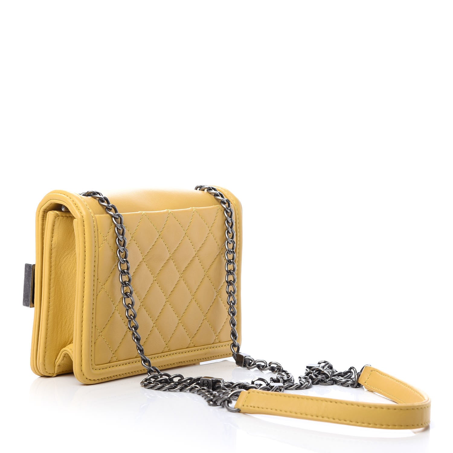 Chanel Lambskin Plexiglass Boy Brick Flap Yellow 3 of 11