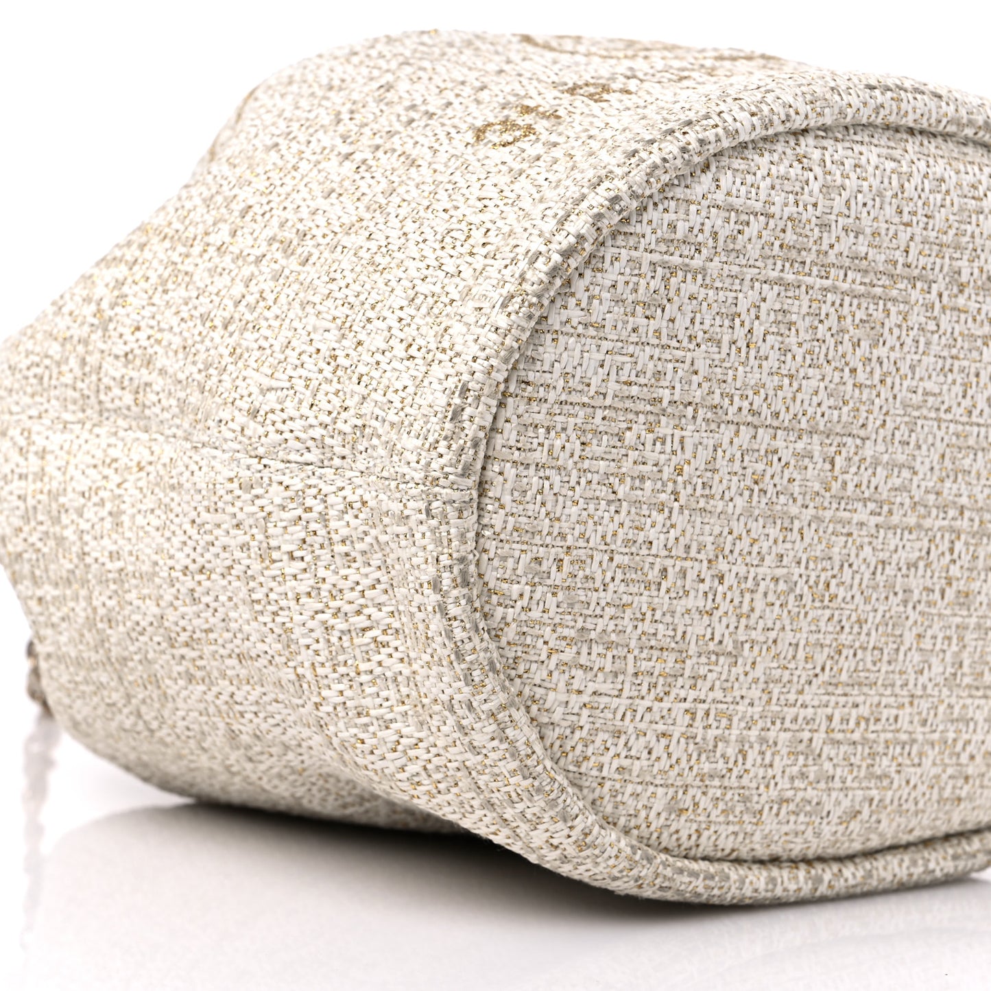 Lurex Boucle Deauville Drawstring Bucket Bag Ivory