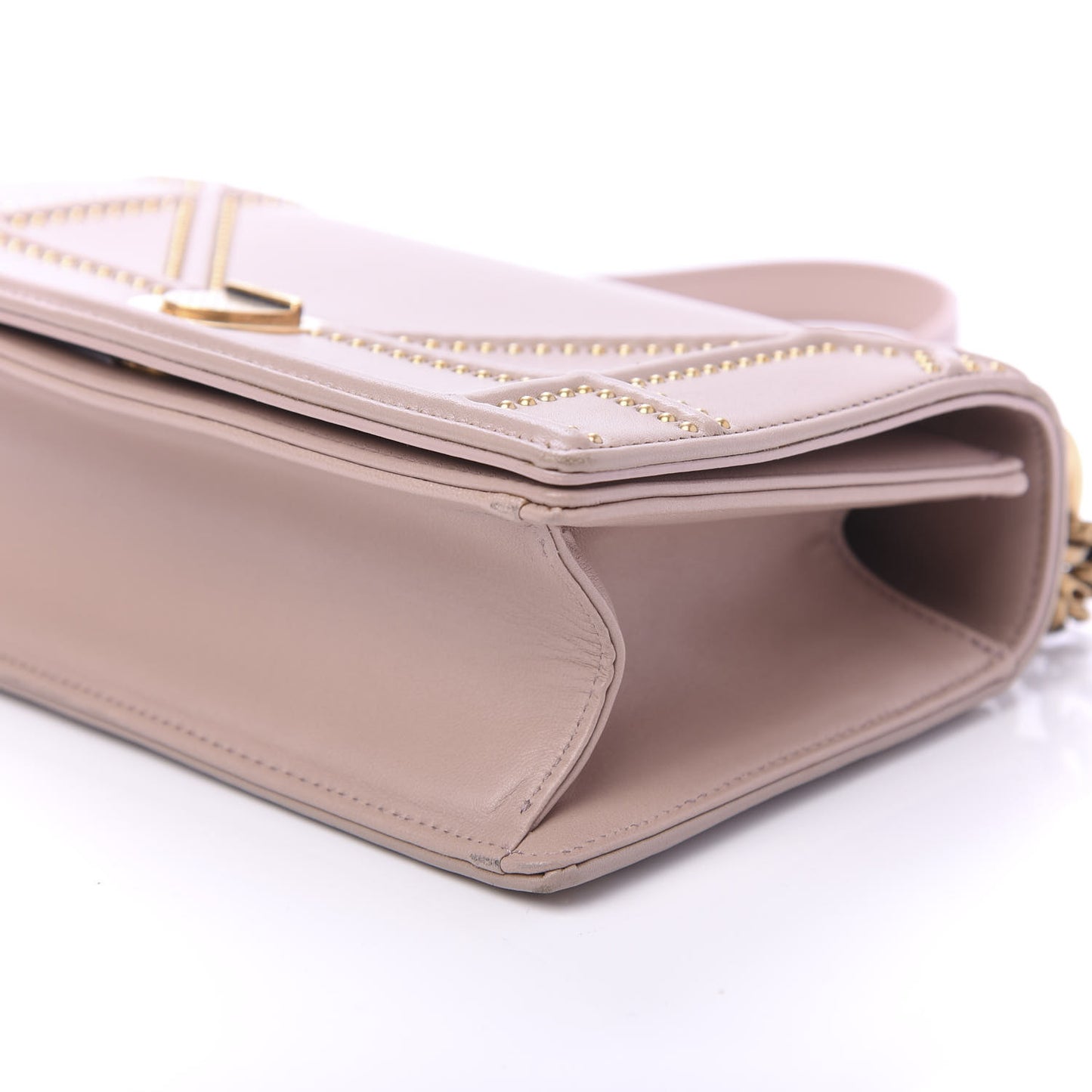 Lambskin Studded Small Diorama Flap Bag Nude