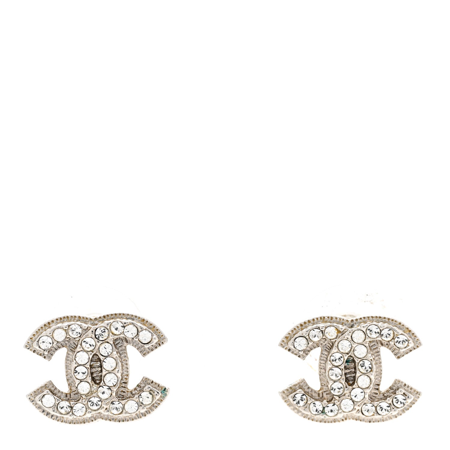 Chanel Crystal Mini Timeless CC Earrings Silver 1 of 5
