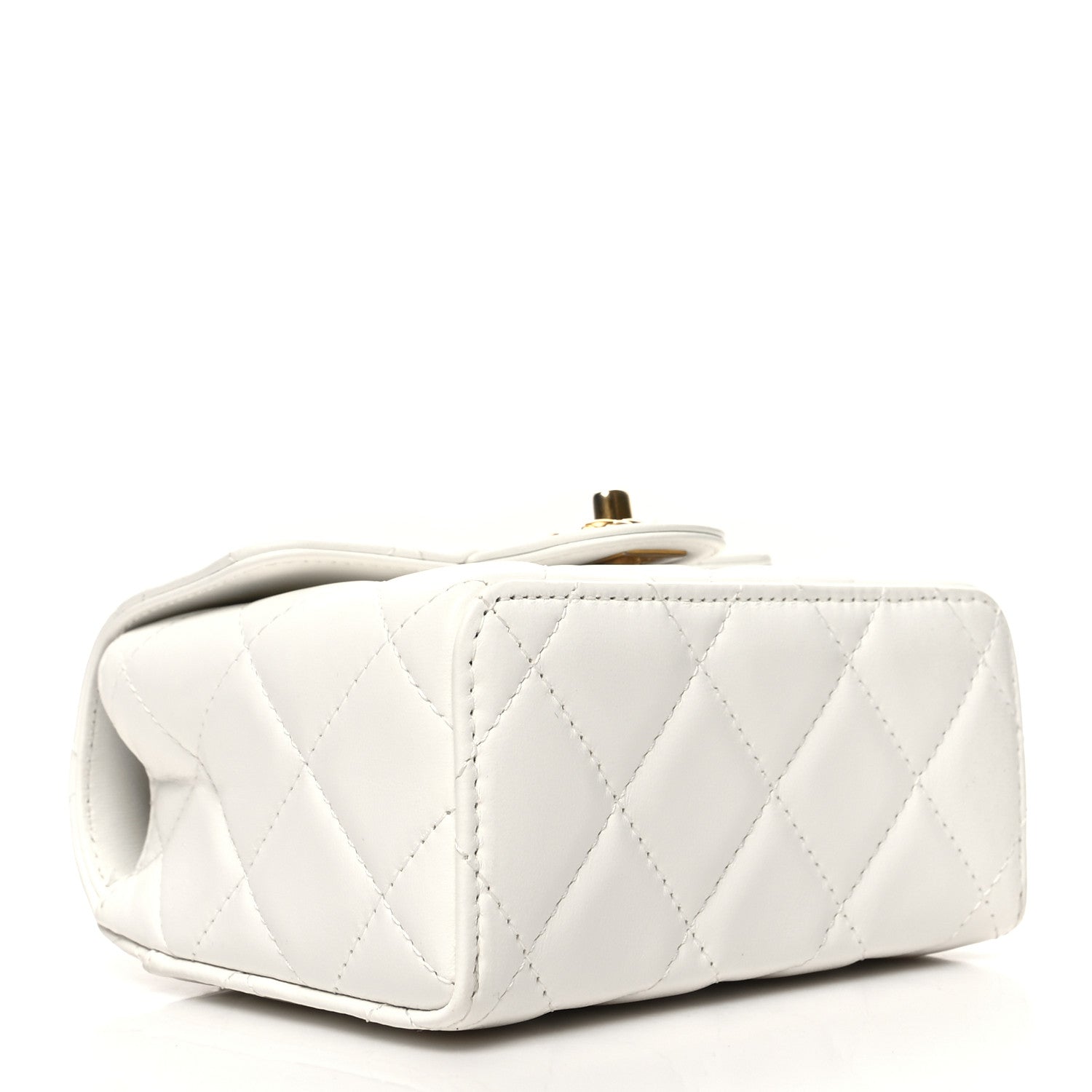 Chanel Lambskin Handle Crush Top Handle Flap Bag White 4 of 10