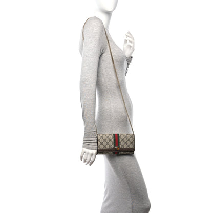 Gucci GG Supreme Monogram Web Ophidia Wallet On Chain Brown 2 of 11