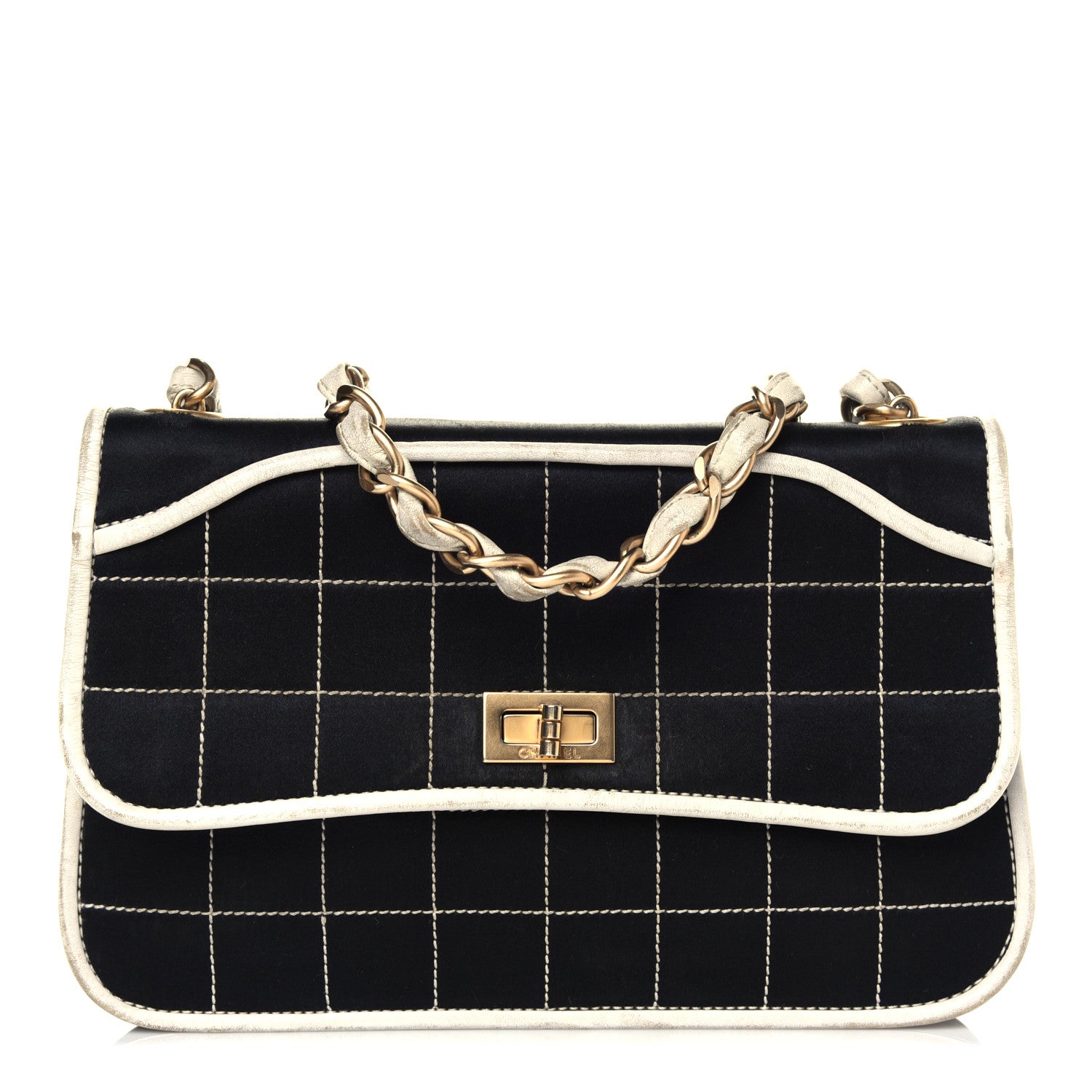 Chanel Satin Quilted Chocolate Bar Flap Black 1 of 12