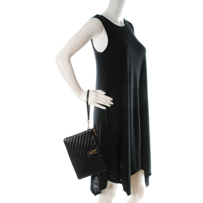 Saint Laurent Calfskin Matelasse Chevron Monogram A5 Wristlet Black 2 of 7