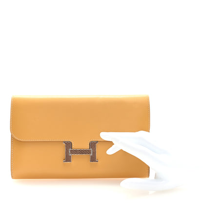 Hermes Tadelakt Lizard Constance Long Wallet Sable Cecil 2 of 7