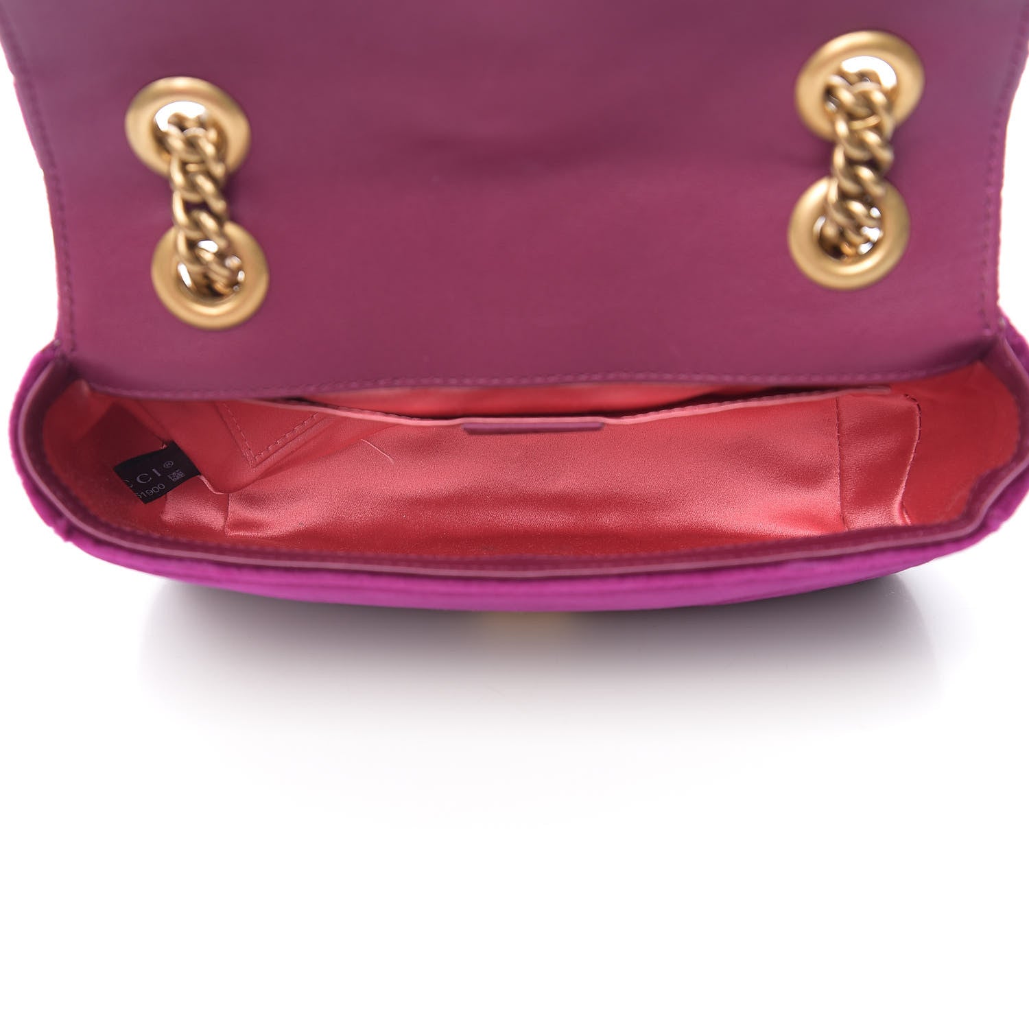 Gucci Velvet Matelasse Mini GG Marmont Shoulder Bag Fuchsia Violet Cyclamen 4 of 9