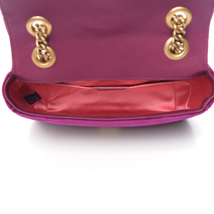 Gucci Velvet Matelasse Mini GG Marmont Shoulder Bag Fuchsia Violet Cyclamen 4 of 9