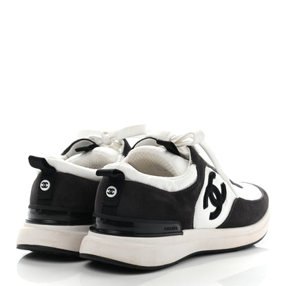 Chanel Nylon Suede Calfskin CC Sneakers 36 White Dark Grey 4 of 12