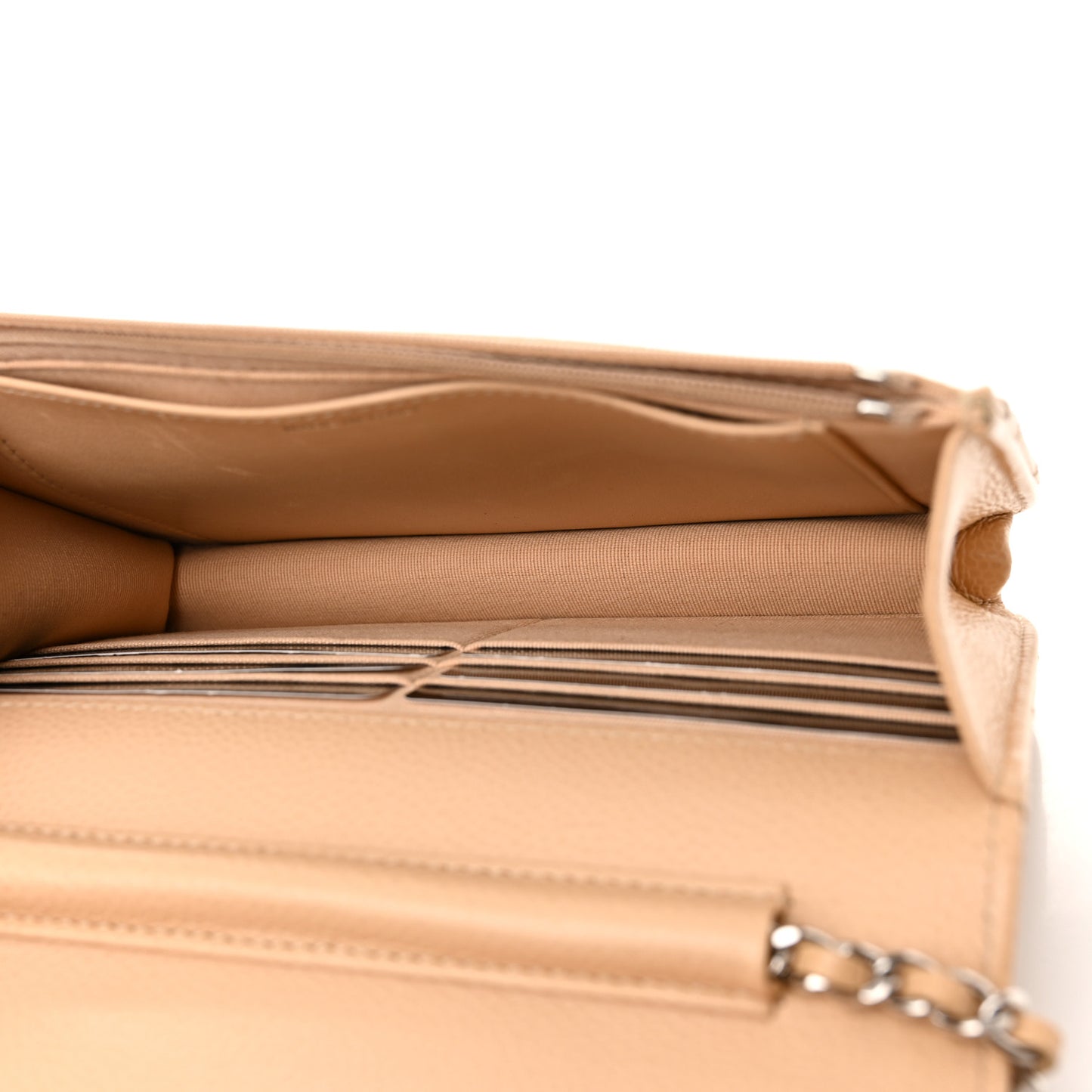 Caviar Quilted Wallet On Chain WOC Beige
