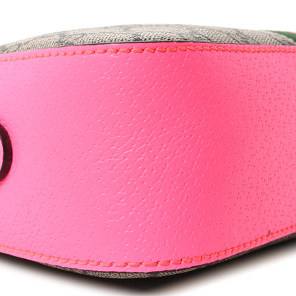 Gucci GG Supreme Monogram Textured Dollar Calfskin Web Ophidia Small Crossbody Bag Beige Ebony Fuchsia 9 of 10