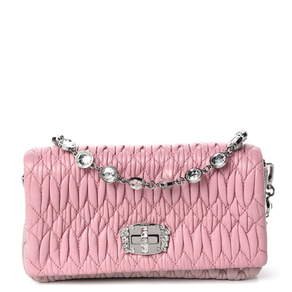 Miu Miu Nappa Matelasse Crystal Chain Shoulder Bag Rosa 1 of 9