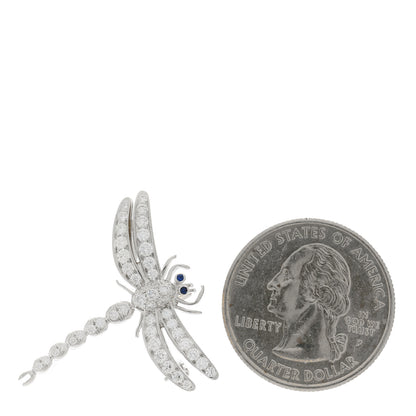 Tiffany Platinum Diamond Blue Sapphire Dragonfly Brooch Pin 2 of 4
