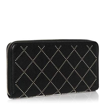 Chanel Shiny Lambskin Studded Rock The Diamond CC Zip Around Wallet Black 3 of 9