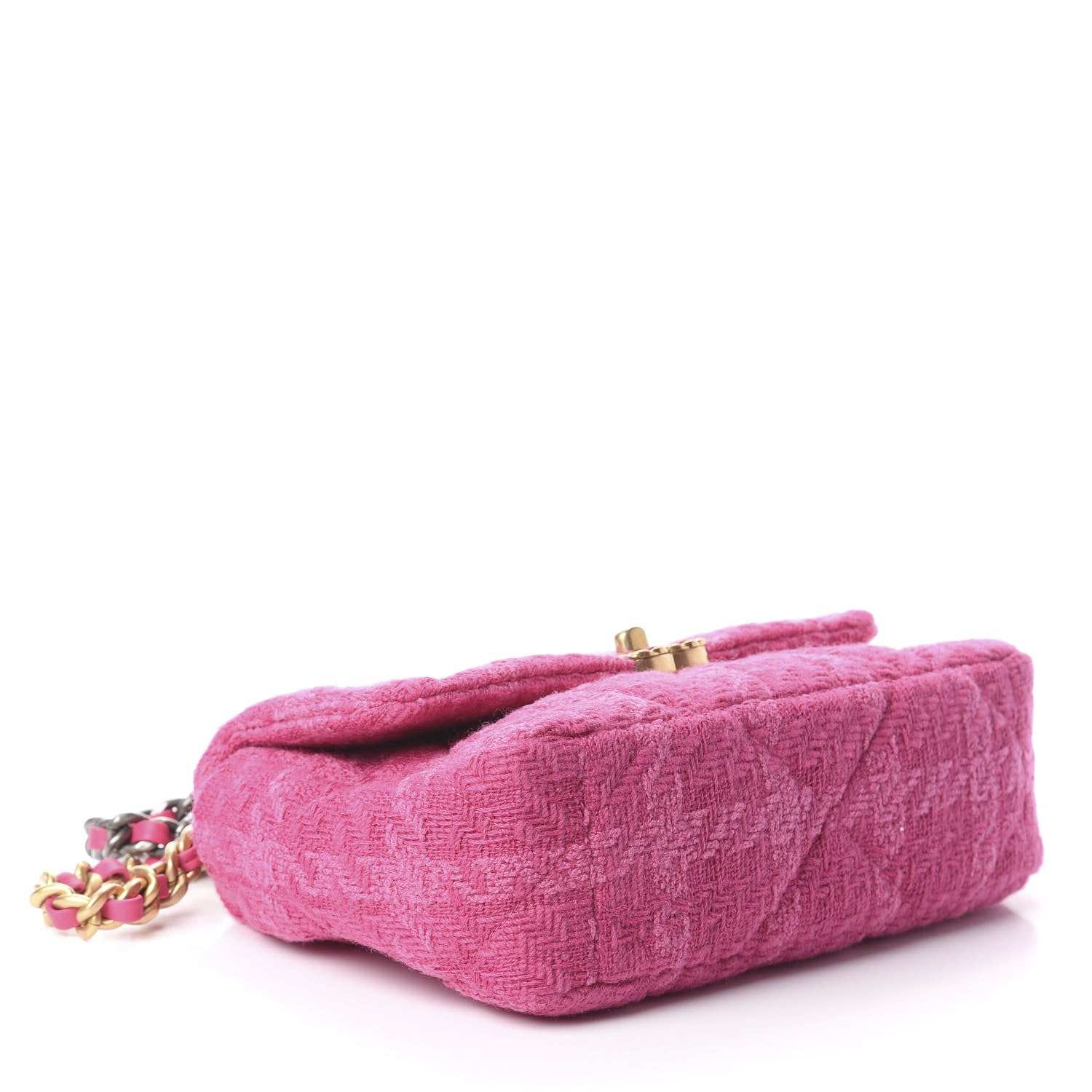 Chanel Tweed Quilted Medium 19 Flap Pink 3 of 9