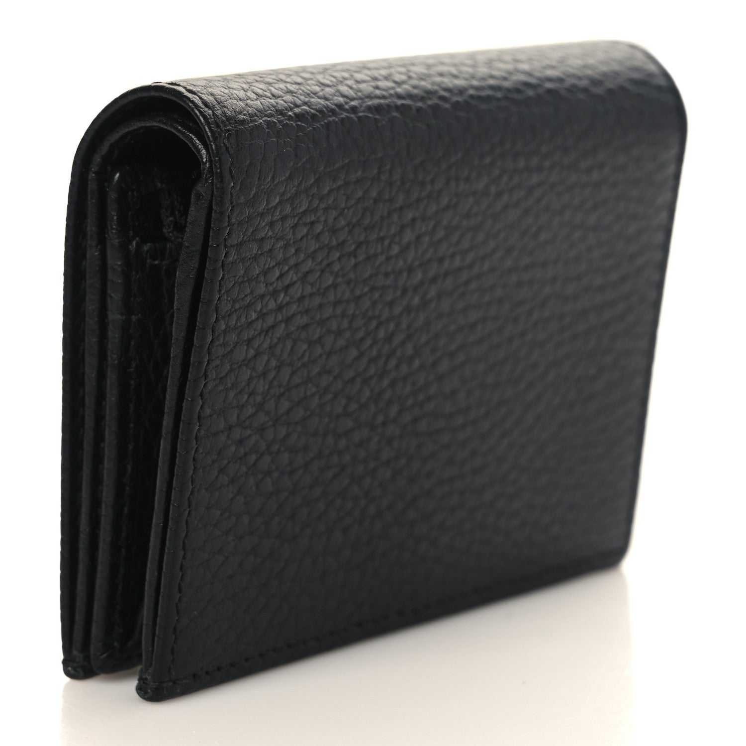 Gucci Pebbled Calfskin GG Marmont Card Case Black 3 of 6