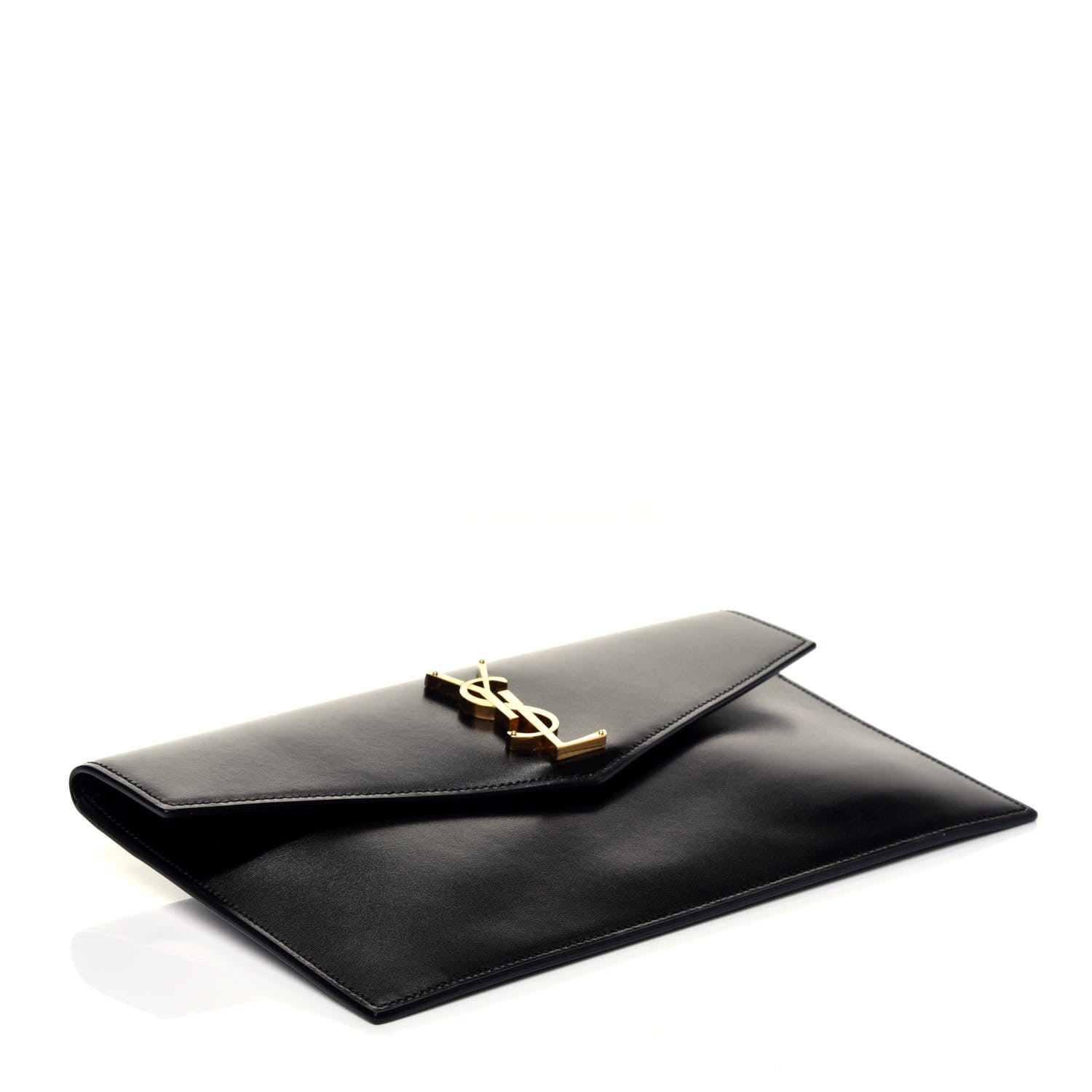 Saint Laurent Smooth Shiny Calfskin Monogram Uptown Pouch Black 4 of 7
