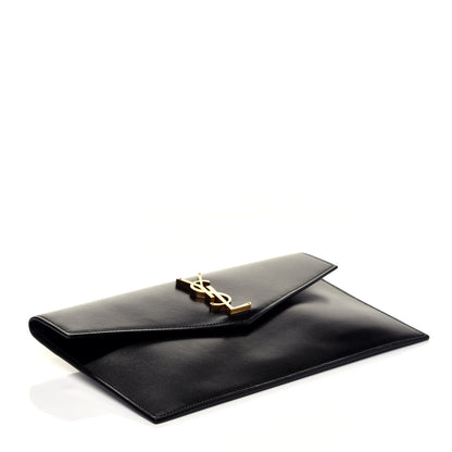 Saint Laurent Smooth Shiny Calfskin Monogram Uptown Pouch Black 4 of 7