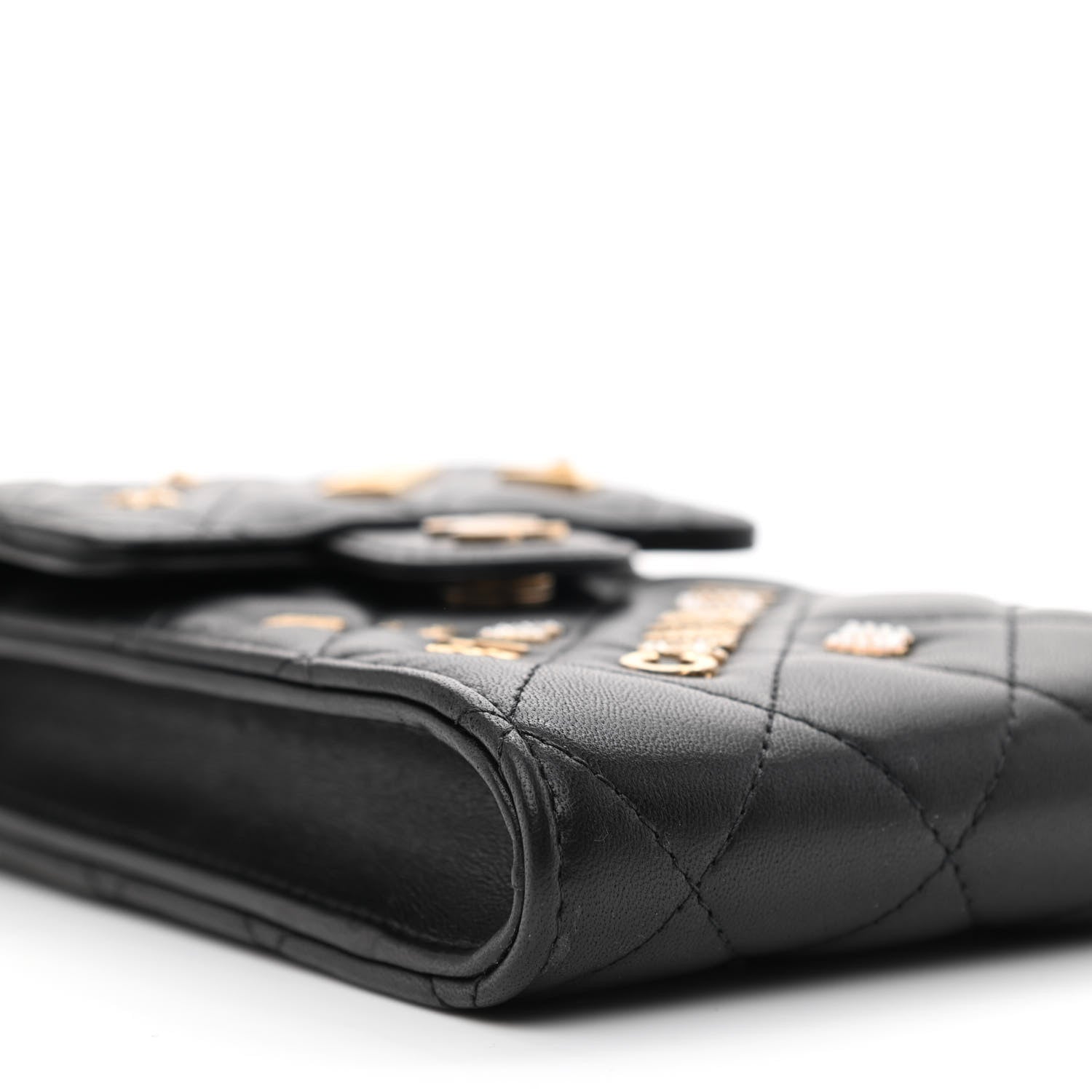 Chanel Lambskin Quilted Lucky Charm Phone Holder Black 10 of 12