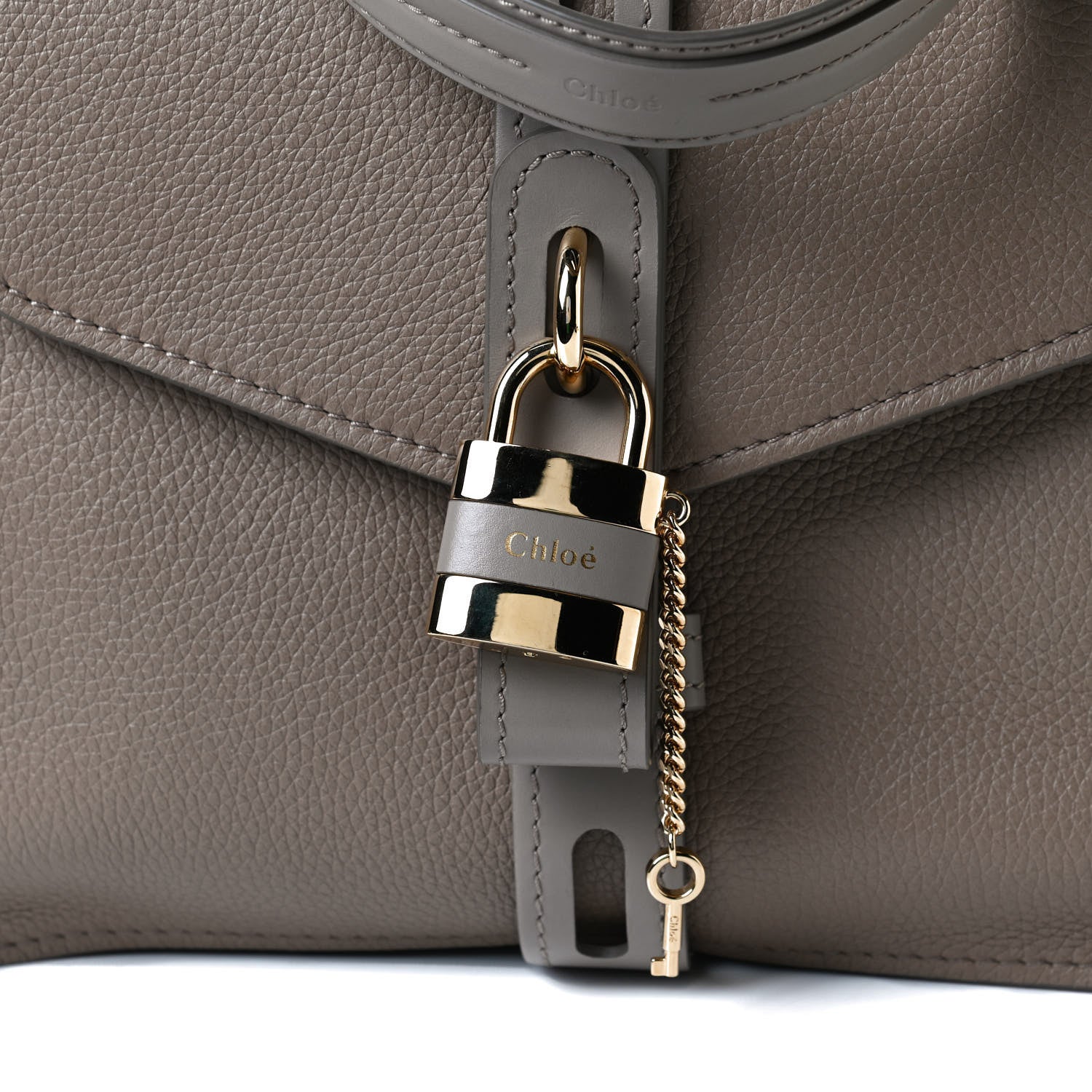 Chloe Shiny Grained Calfskin Medium Aby Day Shoulder Bag Motty Grey 15 of 15