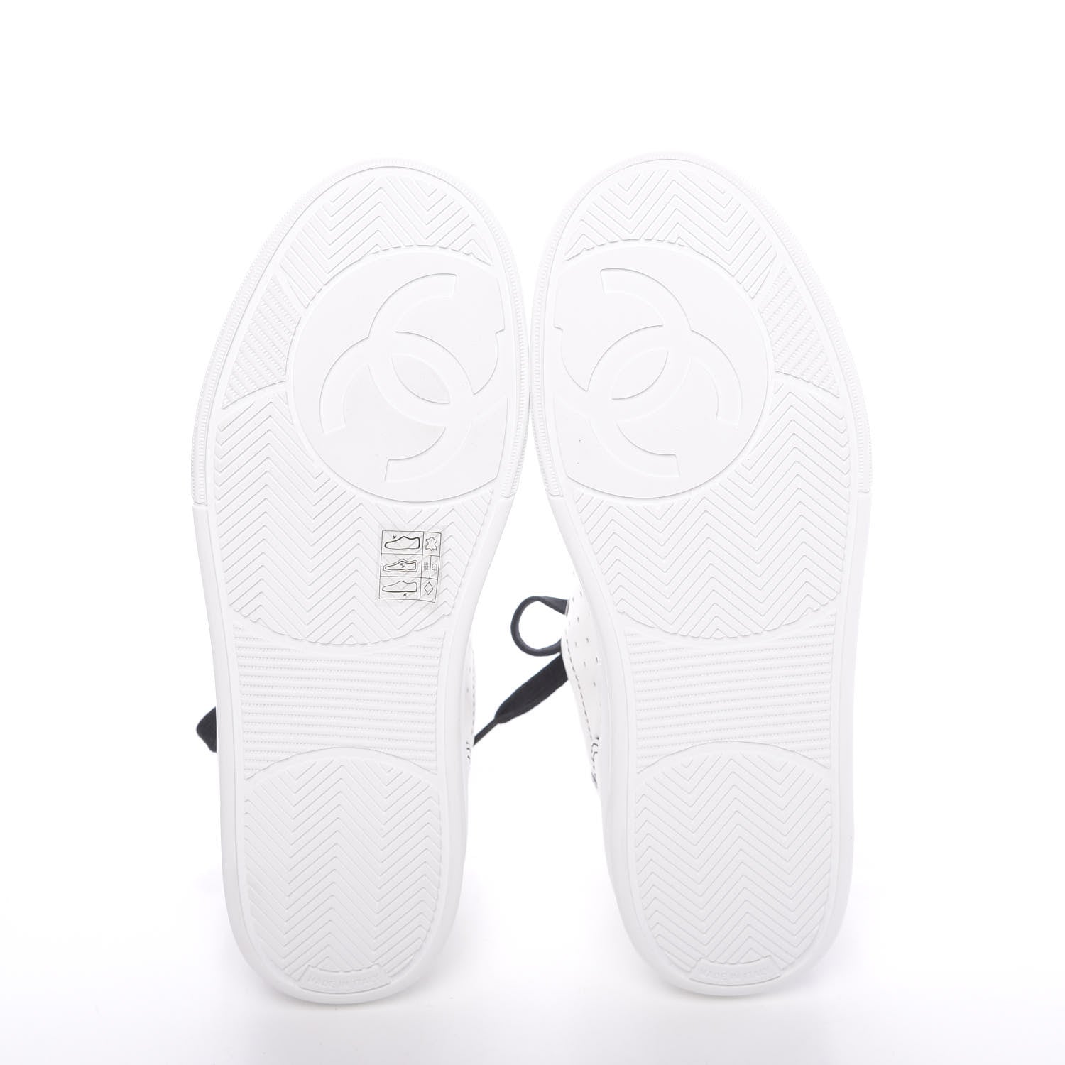 Chanel Calfskin Womens Logo Sneakers 37 White Black 7 of 10