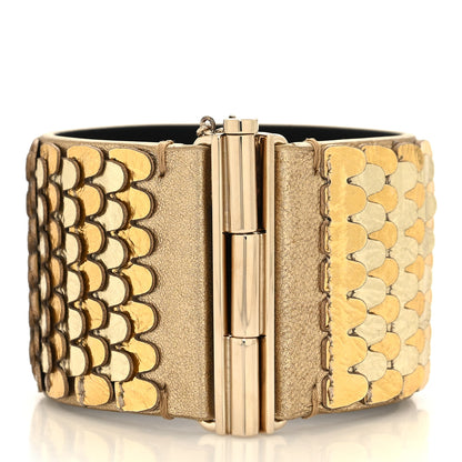 Chanel Metallic Calfskin Scale CC Cuff Bracelet M Gold 3 of 5