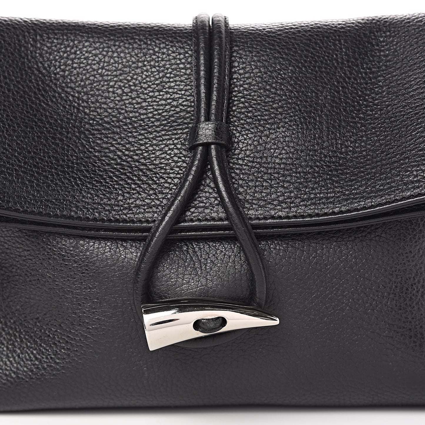 Grainy Calfskin House Check Horn Toggle Shoulder Bag Black