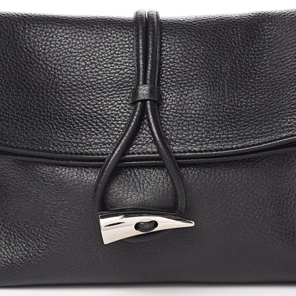 Burberry Grainy Calfskin House Check Horn Toggle Shoulder Bag Black 12 of 12