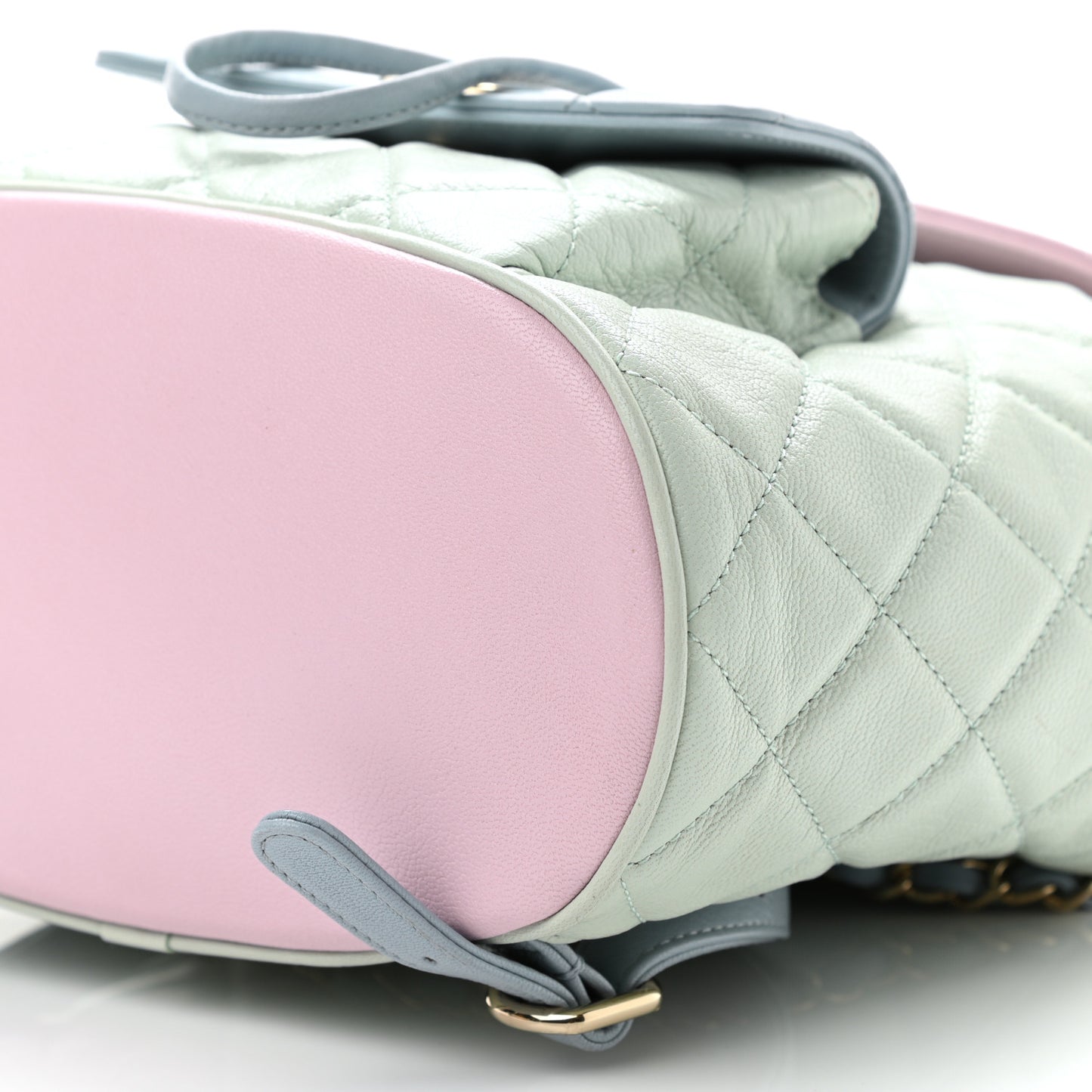 Goatskin Quilted Duma Drawstring Backpack Green Blue Pink