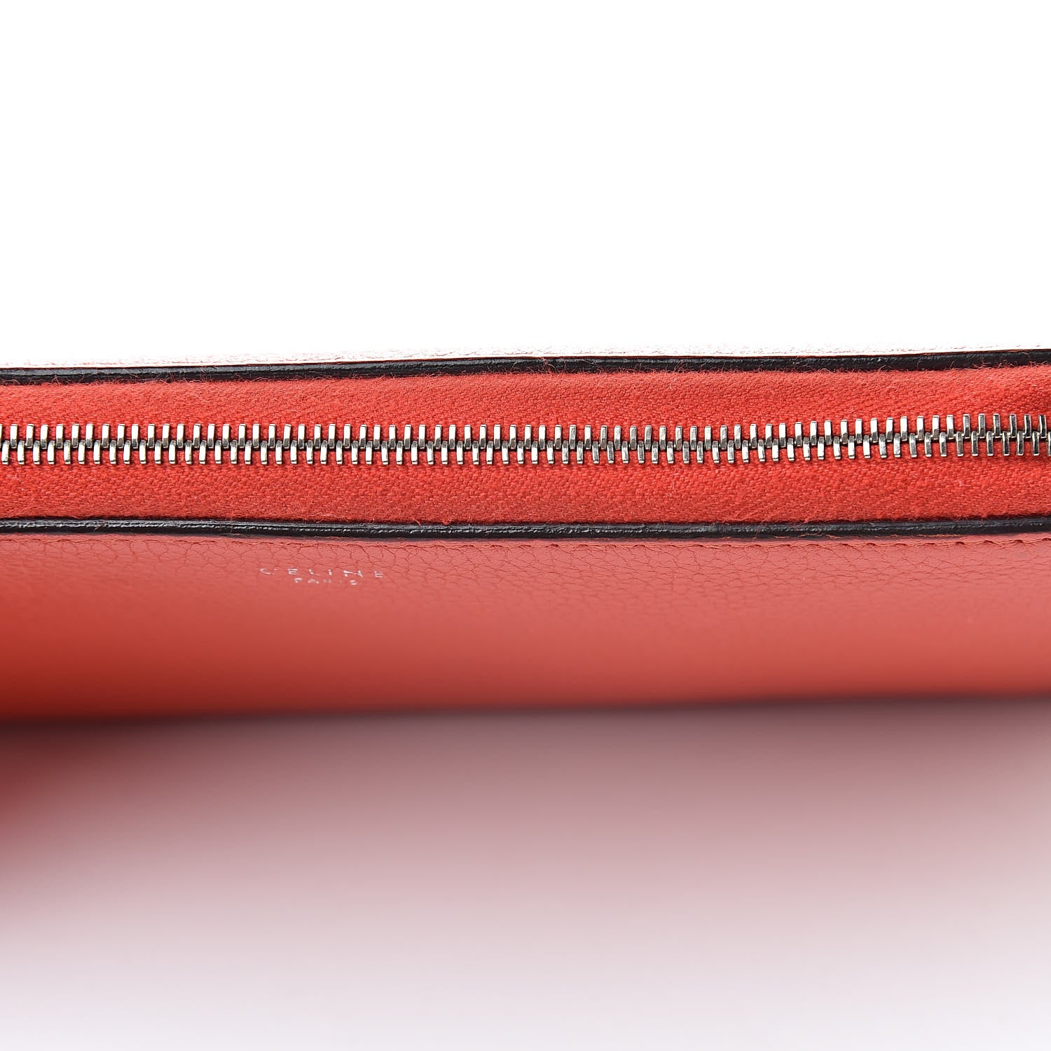 Celine Drummed Calfskin Large Zip Around Multifunction Wallet Coral 14 of 15