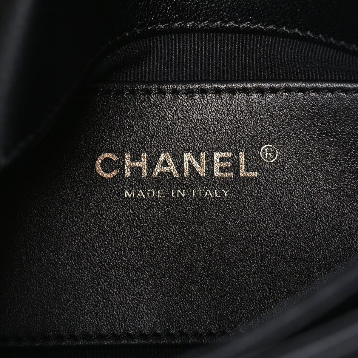 Lambskin Quilted Enamel Chain Logo Mini Flap Black