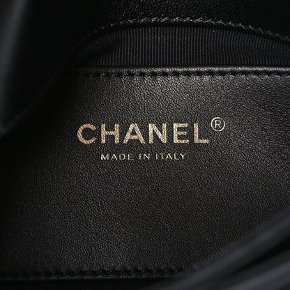 Chanel Lambskin Quilted Enamel Chain Logo Mini Flap Black 6 of 10
