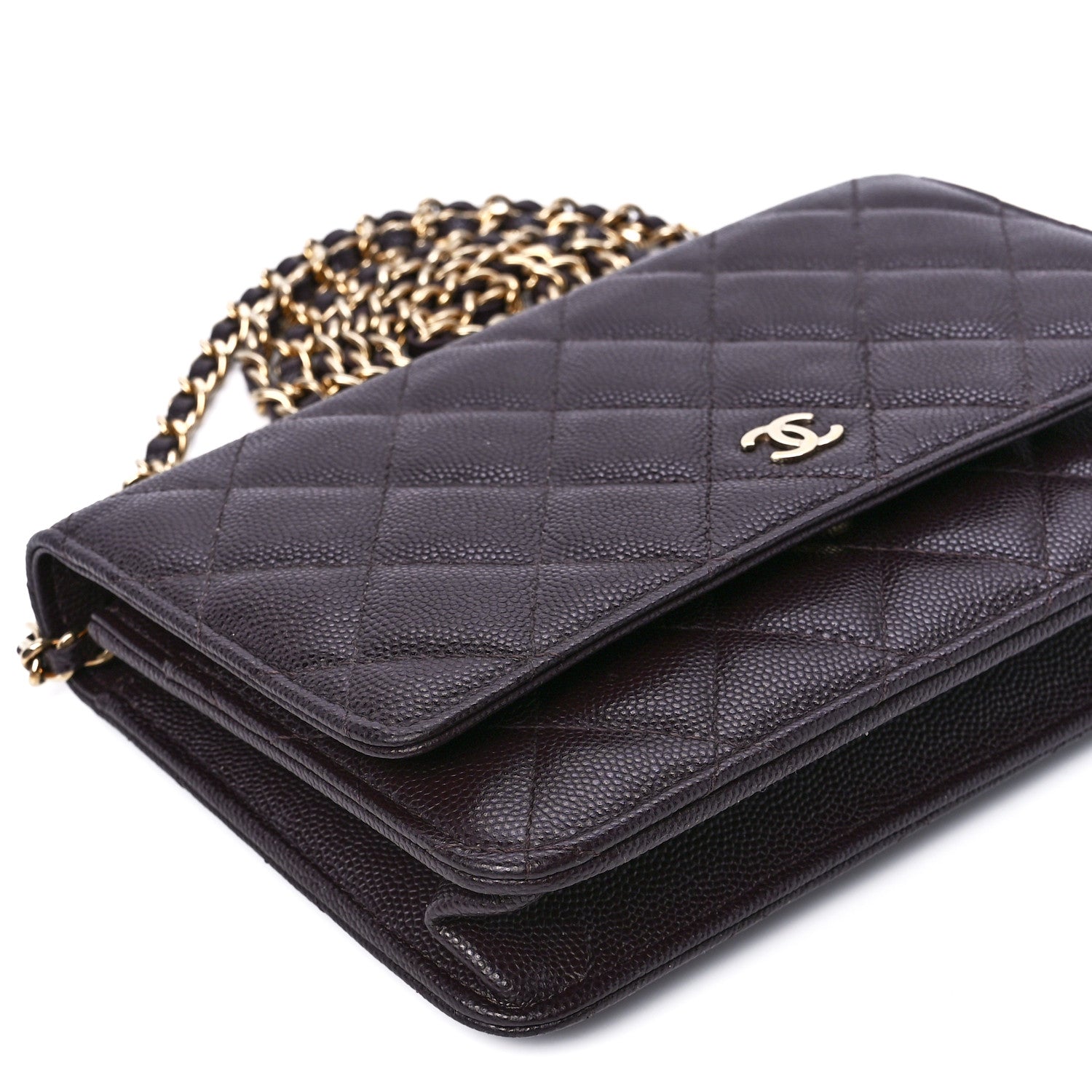 Chanel Caviar Quilted Wallet on Chain WOC Dark Brown 11 of 13